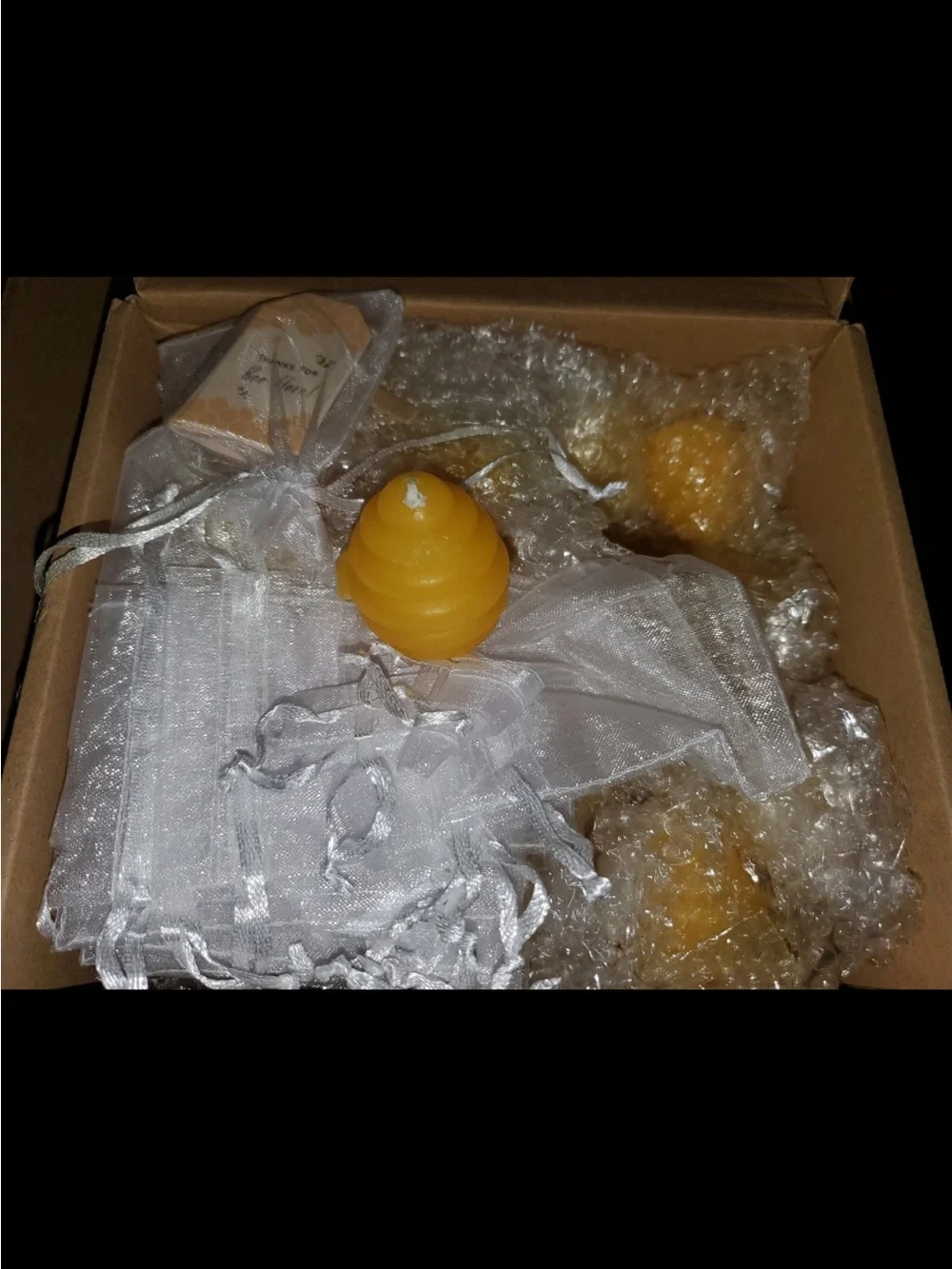 Yellow Bee Hive Favor Candle with Organza Gift Bags